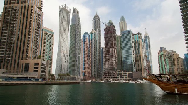 Dubai Marina skyscrapers Day timelapse