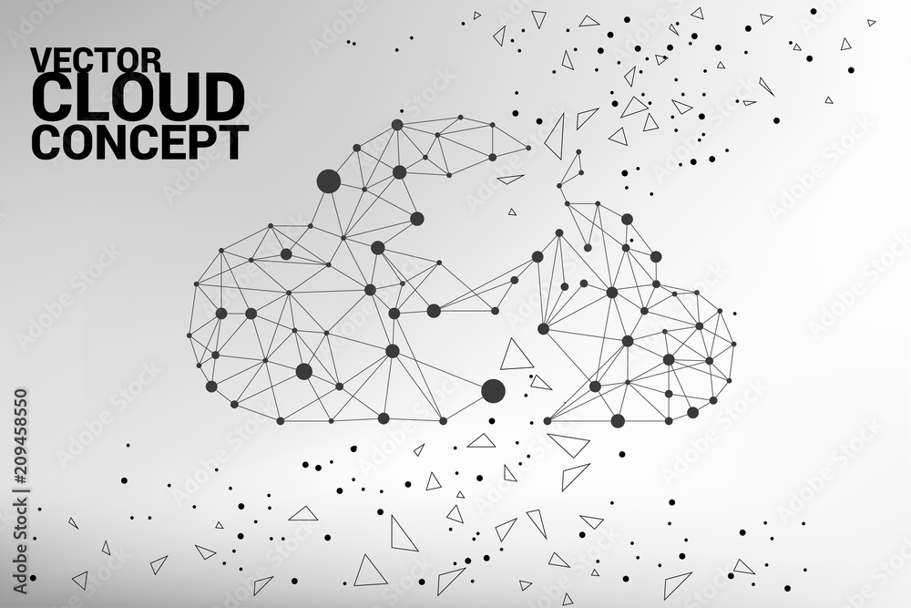 Poster Cloud computing network concept polygon dot connected line : Concept of cloud server, Storage and data