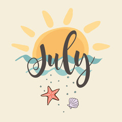 July - illustrated month title - vector eps10