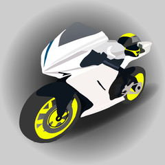 Illustration of white motorcycle
