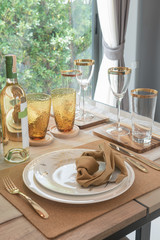 table set on dining table