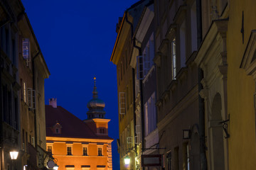 Fototapeta na wymiar Warsaw, the old city, night photo