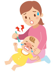 仕上げ歯磨きを嫌がる赤ちゃん