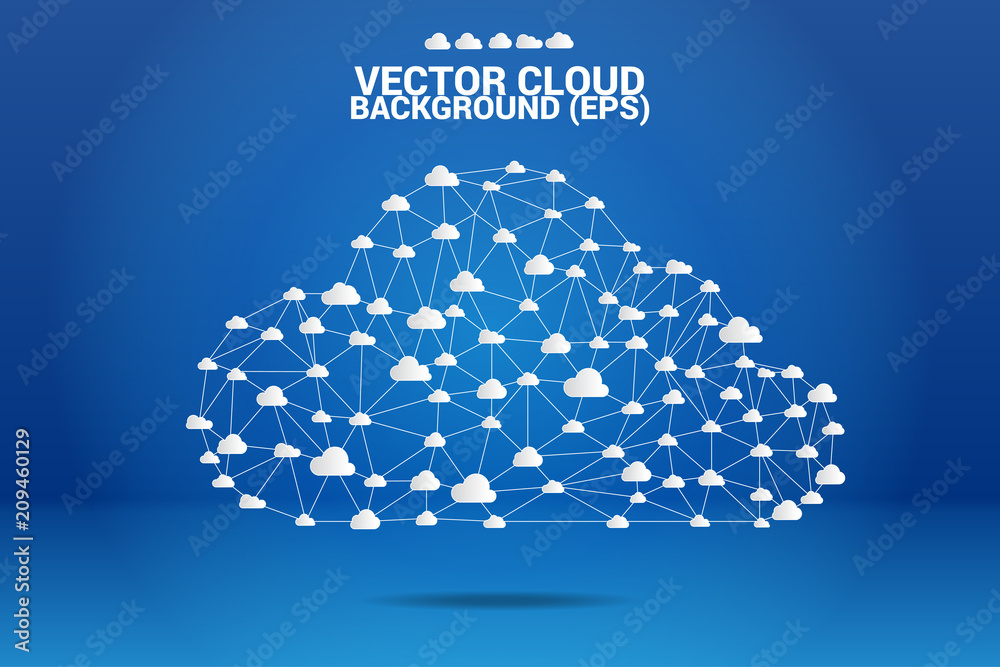 Poster Cloud computing network concept polygon dot connected line : Concept of cloud server, Storage and data