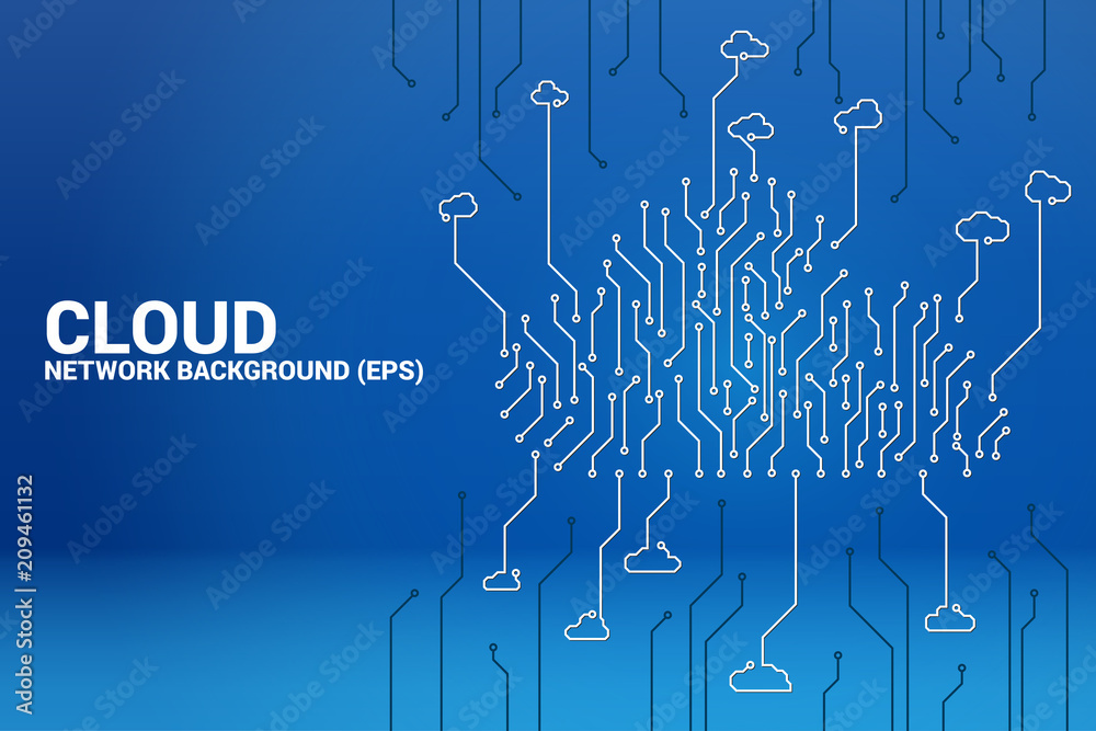 Aufkleber Cloud computing network  circuit line concept