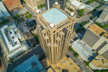 Aerial above photo Regions Harbert Plaza Birmingham Alabama USA