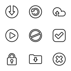 Set of black icons isolated on white background, on theme Application interface