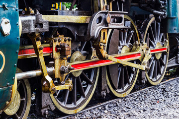  The train wheel. of Steam locomotive - Thonburi Railway Station - Thailand 