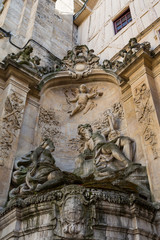 Sculptures on the Gros Horloge astronomical clock tower in Rouen, Normandy