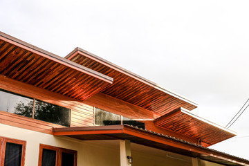 Wooden gable roof of modern house.