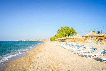 Beaches, Greece, Kos Island, Kardamena: beautiful holiday setting on a secluded beach with...