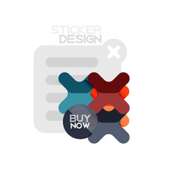 Flat design cross shape geometric sticker icon, paper style design with buy now sample text, for business or web presentation, app or interface buttons