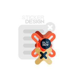 Flat design cross shape geometric sticker icon, paper style design with buy now sample text, for business or web presentation, app or interface buttons
