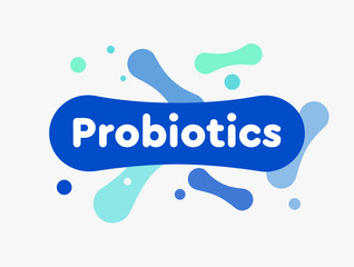Probiotics Bacteria Vector Logo. Prebiotic, Lactobacillus Vector Icon Design. Concept of Logo or Vector Symbol for Milk Products Contains Lactobacillus Probiotic Bacteria.