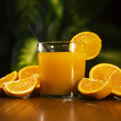 Fresh orange juice with orange slices