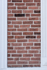 Red brick wall texture with molding