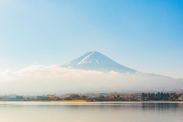 beautiful kawaguchi lake in autumn season