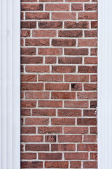 Red brick wall texture with molding