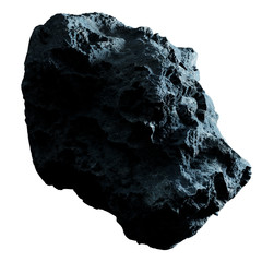 Dark rock asteroid isolated 3D rendering