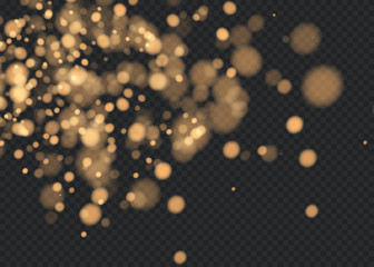 Vector falling snow effect isolated on transparent background with blurred bokeh.