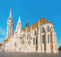 Main tourist attraction and landmark of Budapest - amazing architecture of the Cathedral of St. Matthias. Church is the biggest gothic temple in Hungary.