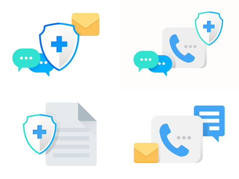 Set Call Message Email Icon Vector