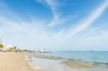 Fototapeta na wymiar Sand beach of Mediterranean sea