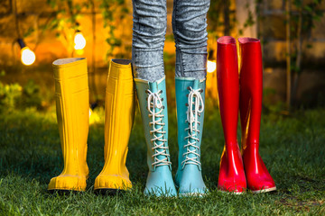 rain boots concept night scene