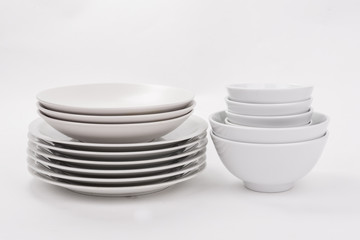 Set of white dishes