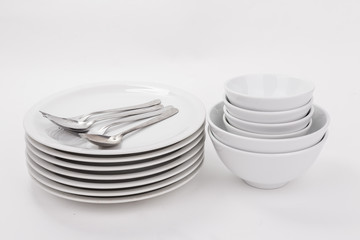 Set of white dishes