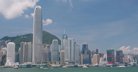 Fototapeta premium Hong Kong urban city skyline in sunny day