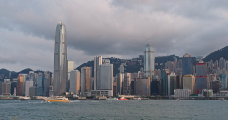 Hong Kong urban city skyline in sunny day