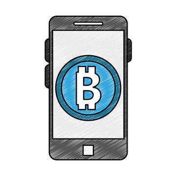 Bitocoin and smartphone vector illustration graphic design