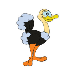 Ostrich cartoon illustration isolated on white background for children color book