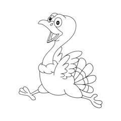 Ostrich cartoon illustration isolated on white background for children color book