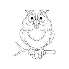 Owl cartoon illustration isolated on white background for children color book