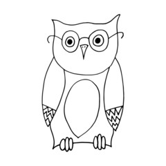Owl cartoon illustration isolated on white background for children color book