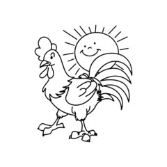 Cock cartoon illustration isolated on white background for children color book