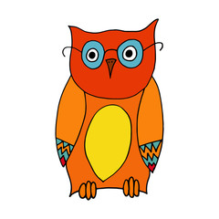 Owl cartoon illustration isolated on white background for children color book