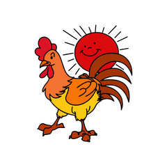 Cock cartoon illustration isolated on white background for children color book