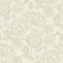 Seamless floral pattern with flowers and leaves