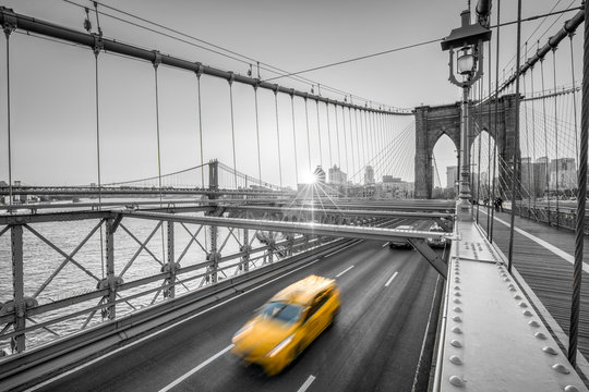 Fototapeta New York City Color Key mit Brooklyn Bridge, USA