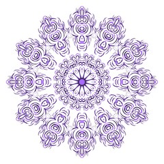Vector hand drawn floral color mandala design. For fashion, surface design. Red, purple, gold color.