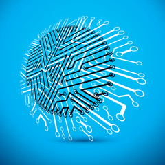 Vector technology cpu design with circular microprocessor scheme. Computer circuit board, digital element.