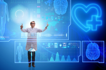 Woman doctor in telemedicine futuristic concept