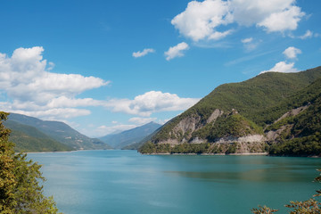 zhinvali reservoir in Georgia, on river aragvi