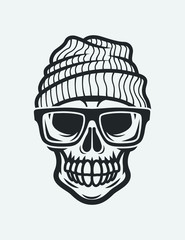 Skull in glasses and hat