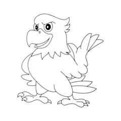 Eagle cartoon illustration isolated on white background for children color book