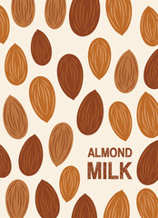 Almond nut vector background seeds of the tree