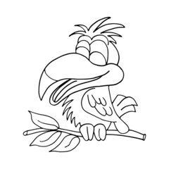 Parrot cartoon illustration isolated on white background for children color book